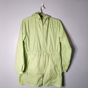 L.L. Bean Womens Windbreaker Jacket S Lime Green Zipper Front Hooded